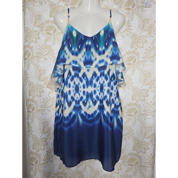 Vix Dresses & Skirts - NEW WITH TAGS VIX PAULA HERMANNY 100% SILK BLUE WHITE COVER UP DRESS sz L RESORT